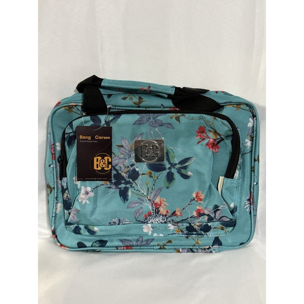 B&C Hanging Travel‎ Organizer Bags Set Turquoise Flowers Multi-pockets